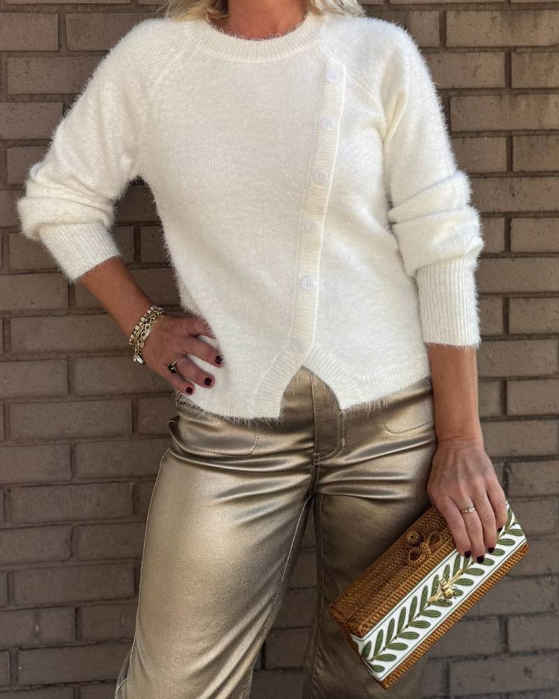 Diagonal Soft White Raglan Cardigan – Lounge With Us